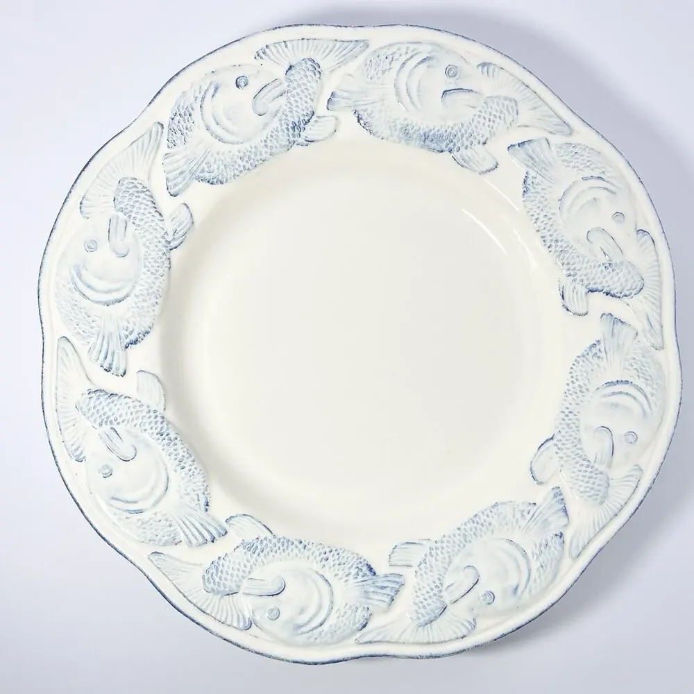 Pottery Barn “Oceanside” 10 Large Ceramic Pasta Soup All Purpose Rim Bowls 13”